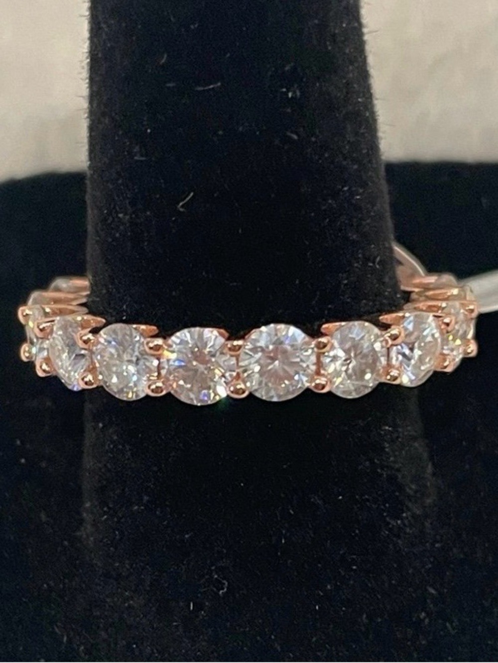 Round 4mm 5.4ct rose gold over sterling Moissanite woman’s ring size 8